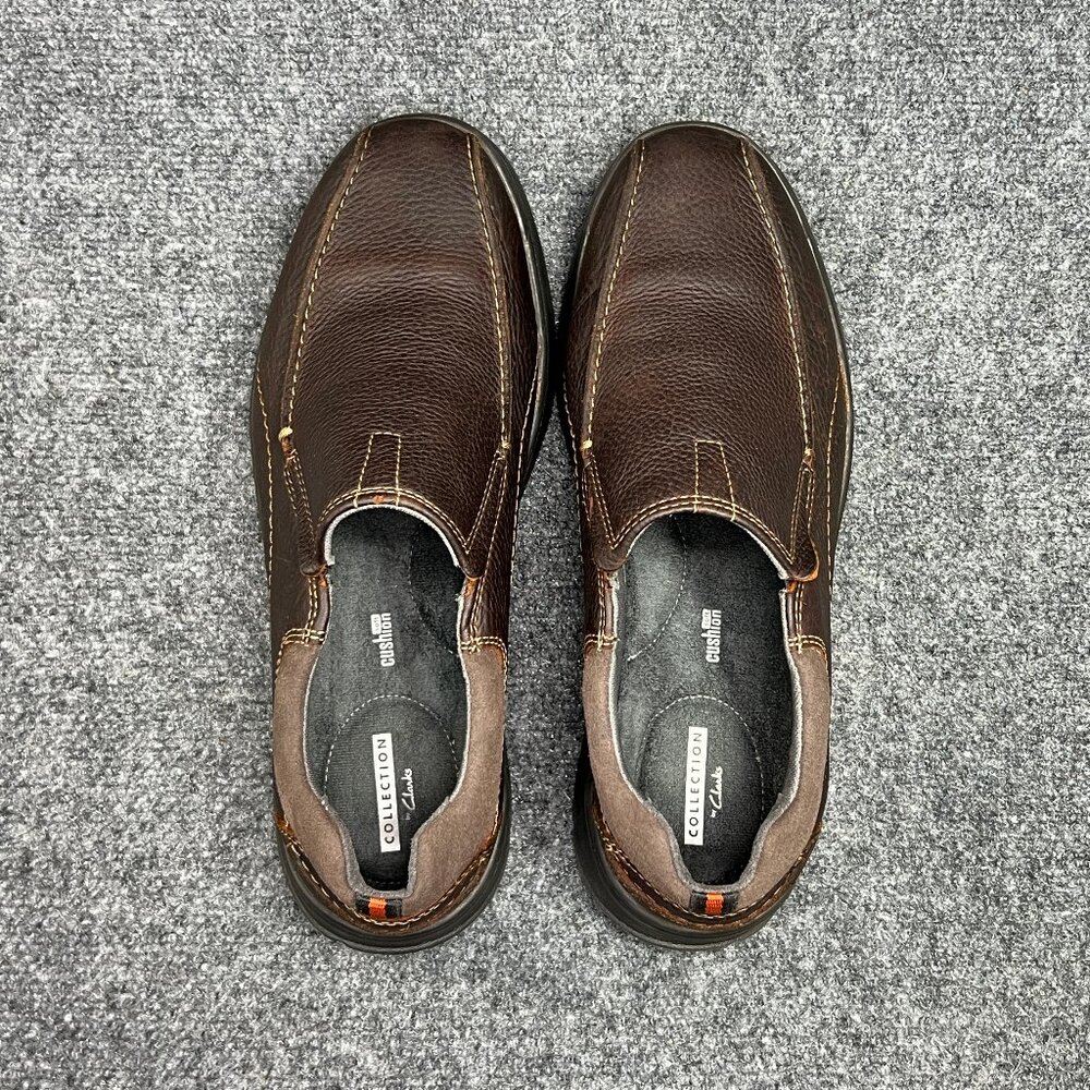 Clarks Cotrell Loafers Men's Size 10W Brown Leather Comfort Classic Slip On Shoe - Picture 8 of 12